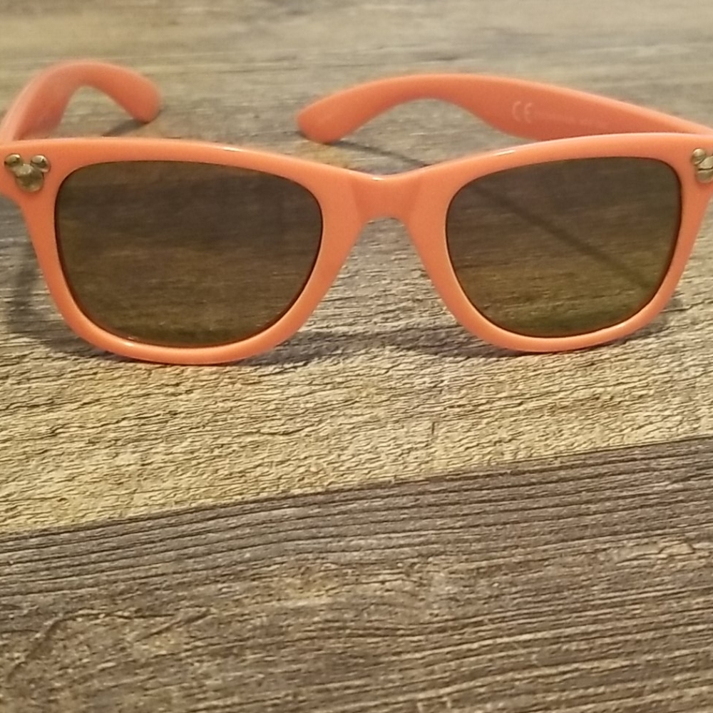 Coral sunglasses with little Mickey on both sides